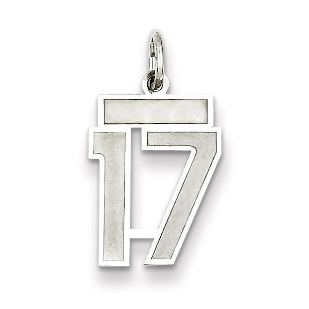 Charm Number 17 Satin Sterling Silver Small QPS17