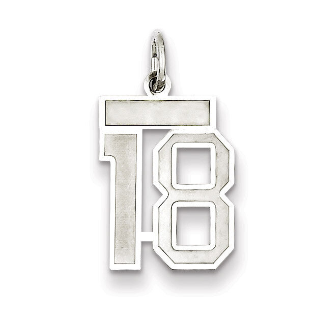 Charm Number 18 Satin Sterling Silver Small QPS18