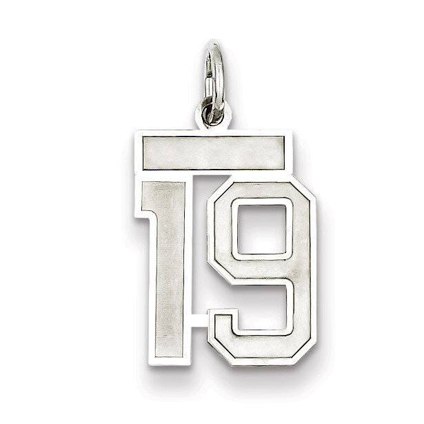 Charm Number 19 Satin Sterling Silver Small QPS19