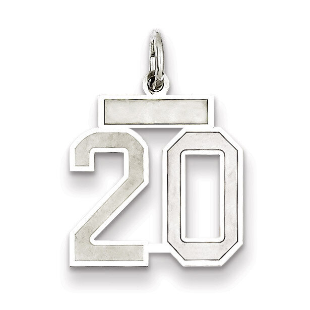Charm Number 20 Satin Sterling Silver Small QPS20, MPN: QPS20, 191101282492