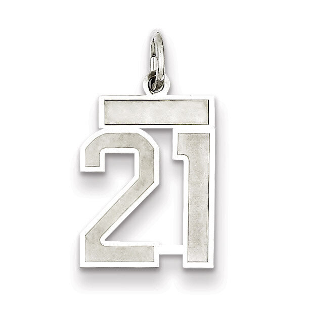 Charm Number 21 Satin Sterling Silver Small QPS21, MPN: QPS21, 191101282508