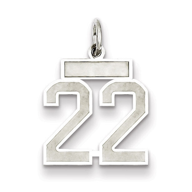 Charm Number 22 Satin Sterling Silver Small QPS22