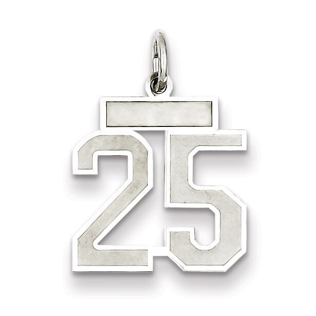 Charm Number 25 Satin Sterling Silver Small QPS25