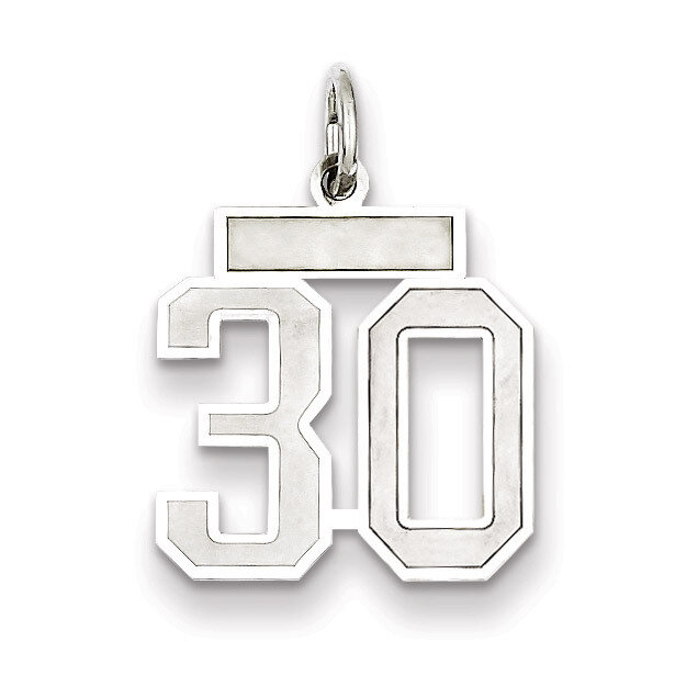 Charm Number 30 Satin Sterling Silver Small QPS30, MPN: QPS30, 191101282591