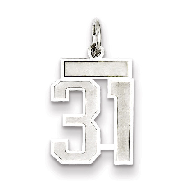 Charm Number 31 Satin Sterling Silver Small QPS31
