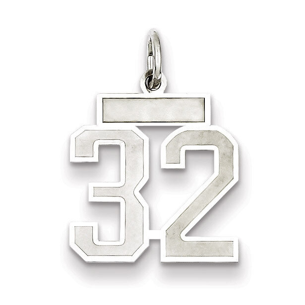 Charm Number 32 Satin Sterling Silver Small QPS32