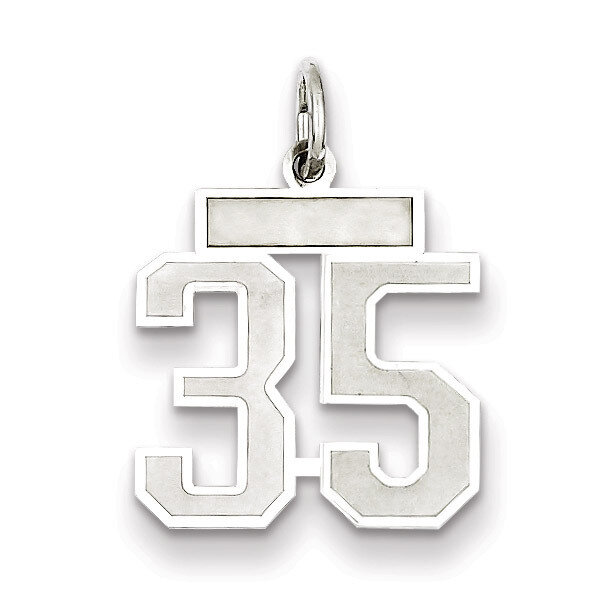Charm Number 35 Satin Sterling Silver Small QPS35