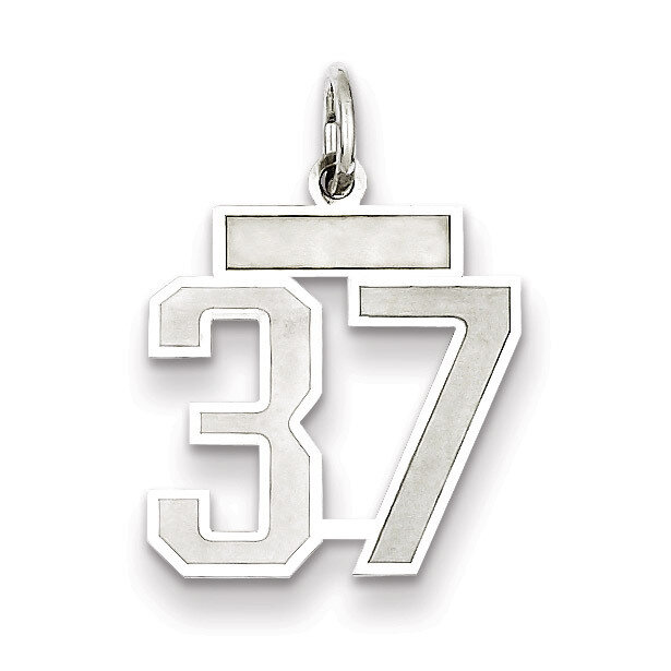 Charm Number 37 Satin Sterling Silver Small QPS37