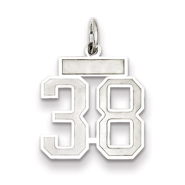 Charm Number 38 Satin Sterling Silver Small QPS38