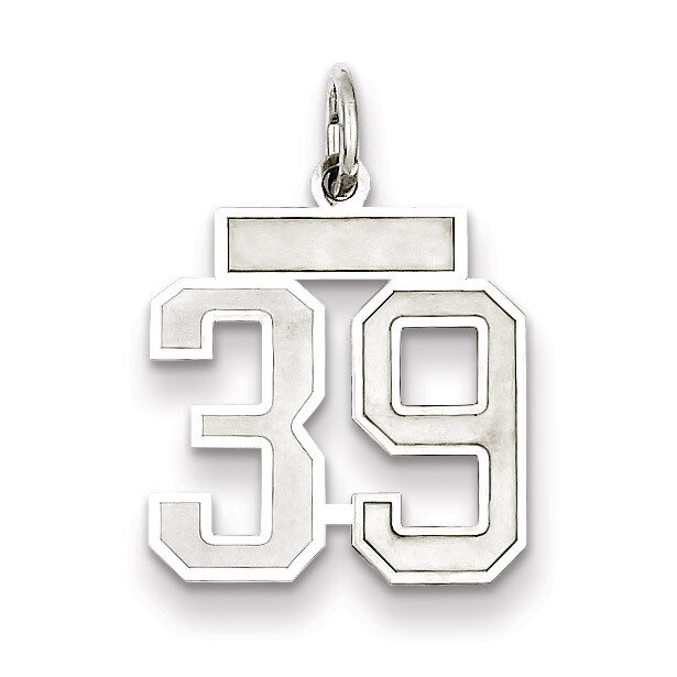Charm Number 39 Satin Sterling Silver Small QPS39