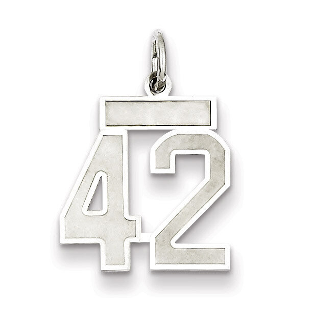 Charm Number 42 Satin Sterling Silver Small QPS42