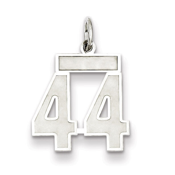 Charm Number 44 Satin Sterling Silver Small QPS44