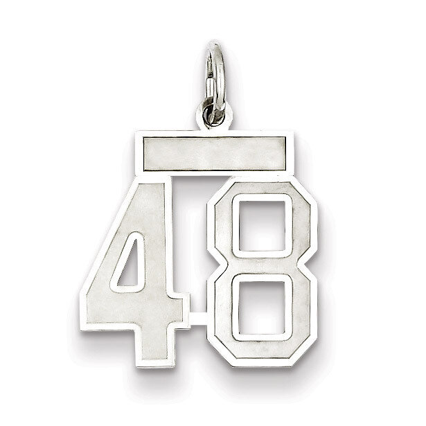 Charm Number 48 Satin Sterling Silver Small QPS48