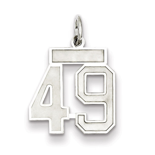 Charm Number 49 Satin Sterling Silver Small QPS49