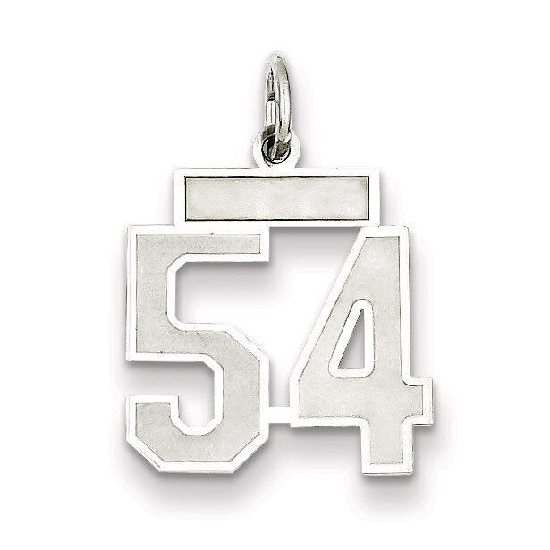 Charm Number 54 Satin Sterling Silver Small QPS54