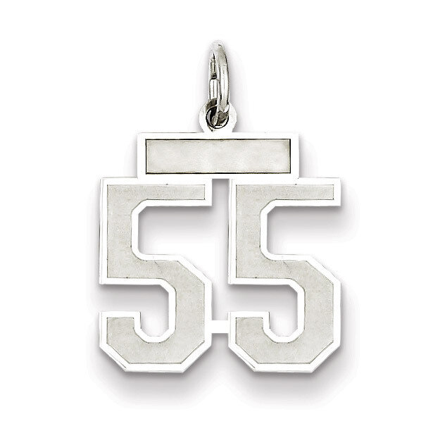 Charm Number 55 Satin Sterling Silver Small QPS55