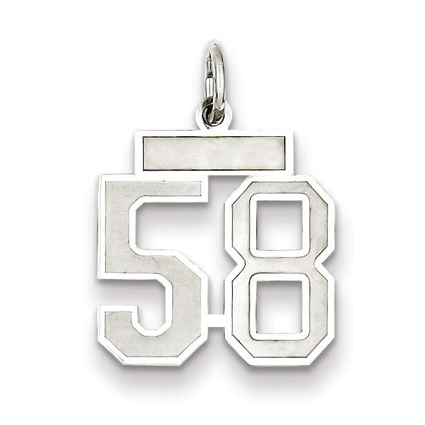 Charm Number 58 Satin Sterling Silver Small QPS58