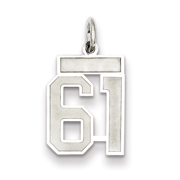 Charm Number 61 Satin Sterling Silver Small QPS61