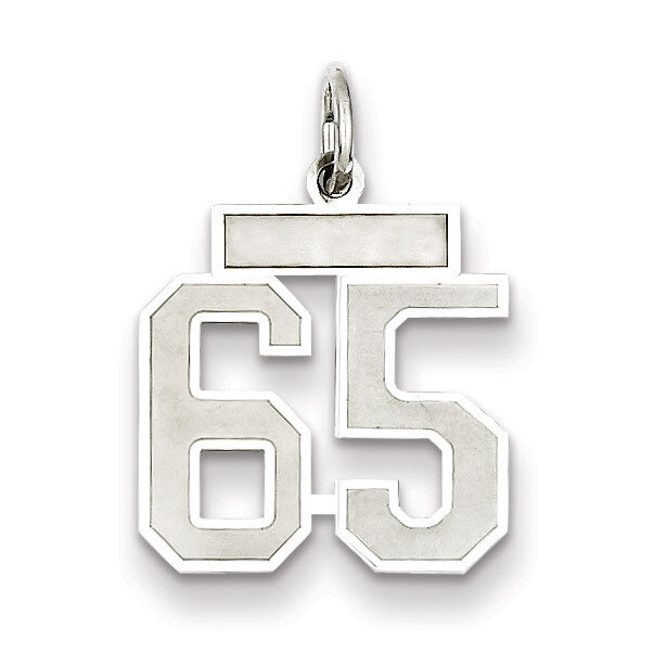 Charm Number 65 Satin Sterling Silver Small QPS65