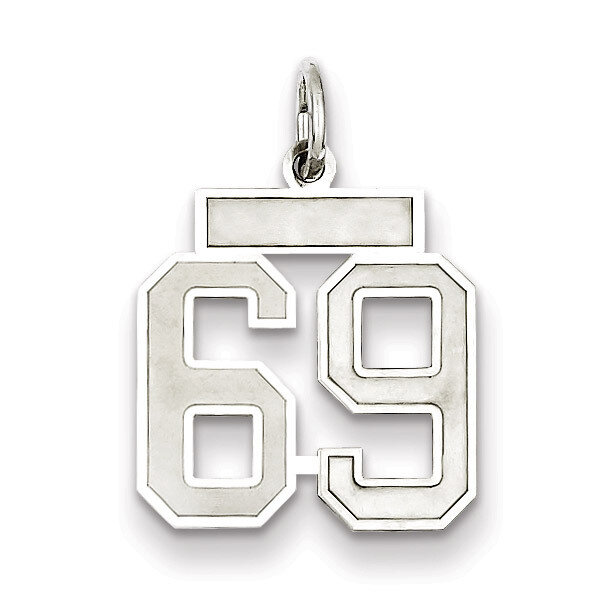 Charm Number 69 Satin Sterling Silver Small QPS69