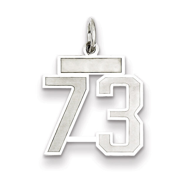 Charm Number 73 Satin Sterling Silver Small QPS73