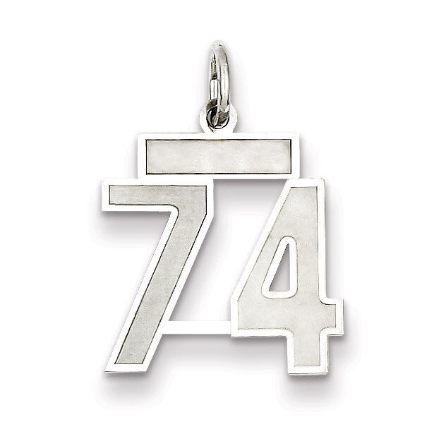 Charm Number 74 Satin Sterling Silver Small QPS74, MPN: QPS74, 191101283024