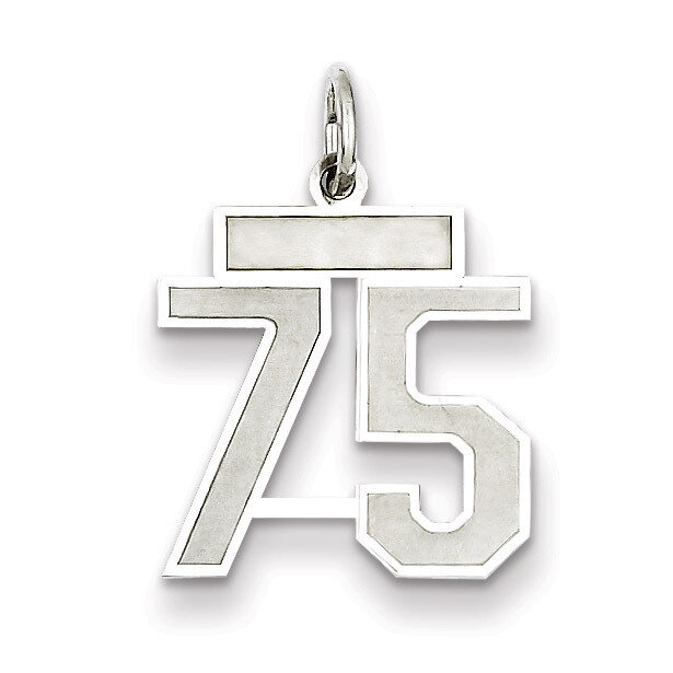 Charm Number 75 Satin Sterling Silver Small QPS75, MPN: QPS75, 191101283031