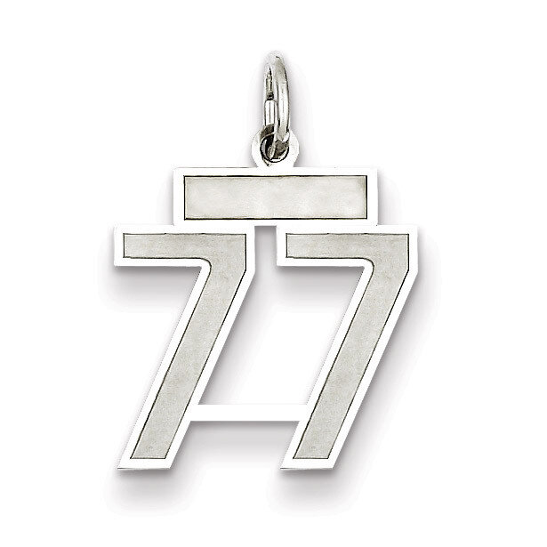 Charm Number 77 Satin Sterling Silver Small QPS77