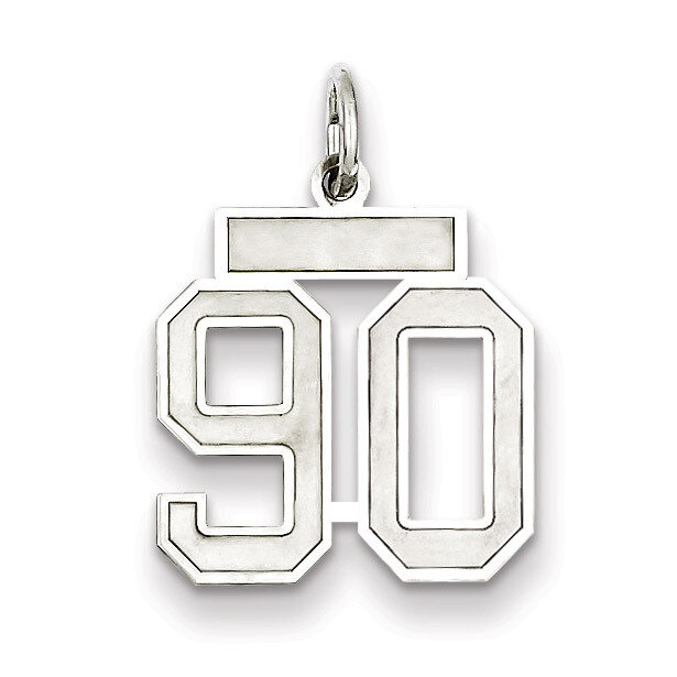Charm Number 90 Satin Sterling Silver Small QPS90