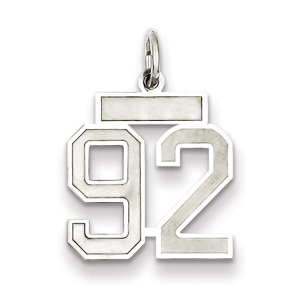 Charm Number 92 Satin Sterling Silver Small QPS92, MPN: QPS92, 191101283208