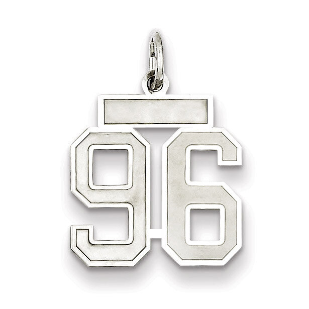 Charm Number 96 Satin Sterling Silver Small QPS96