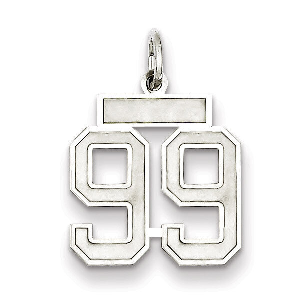 Charm Number 99 Satin Sterling Silver Small QPS99