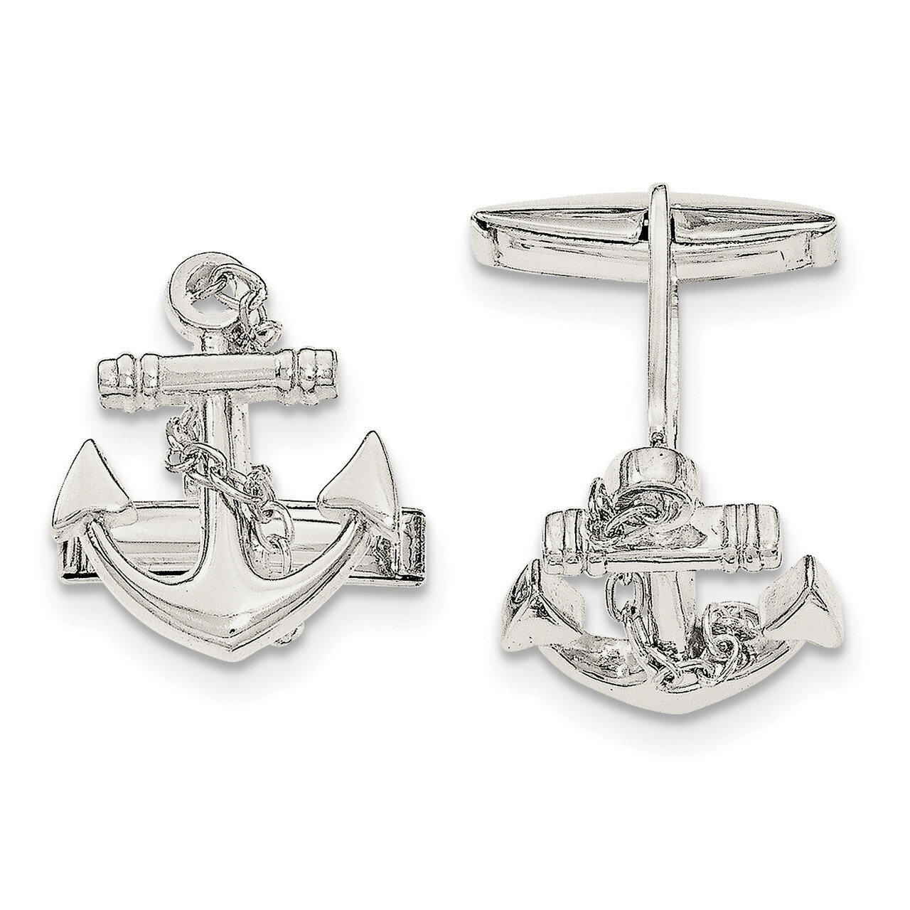 Anchor with dangle rope Cufflinks Sterling Silver QQ560, MPN: QQ560, 191101783135