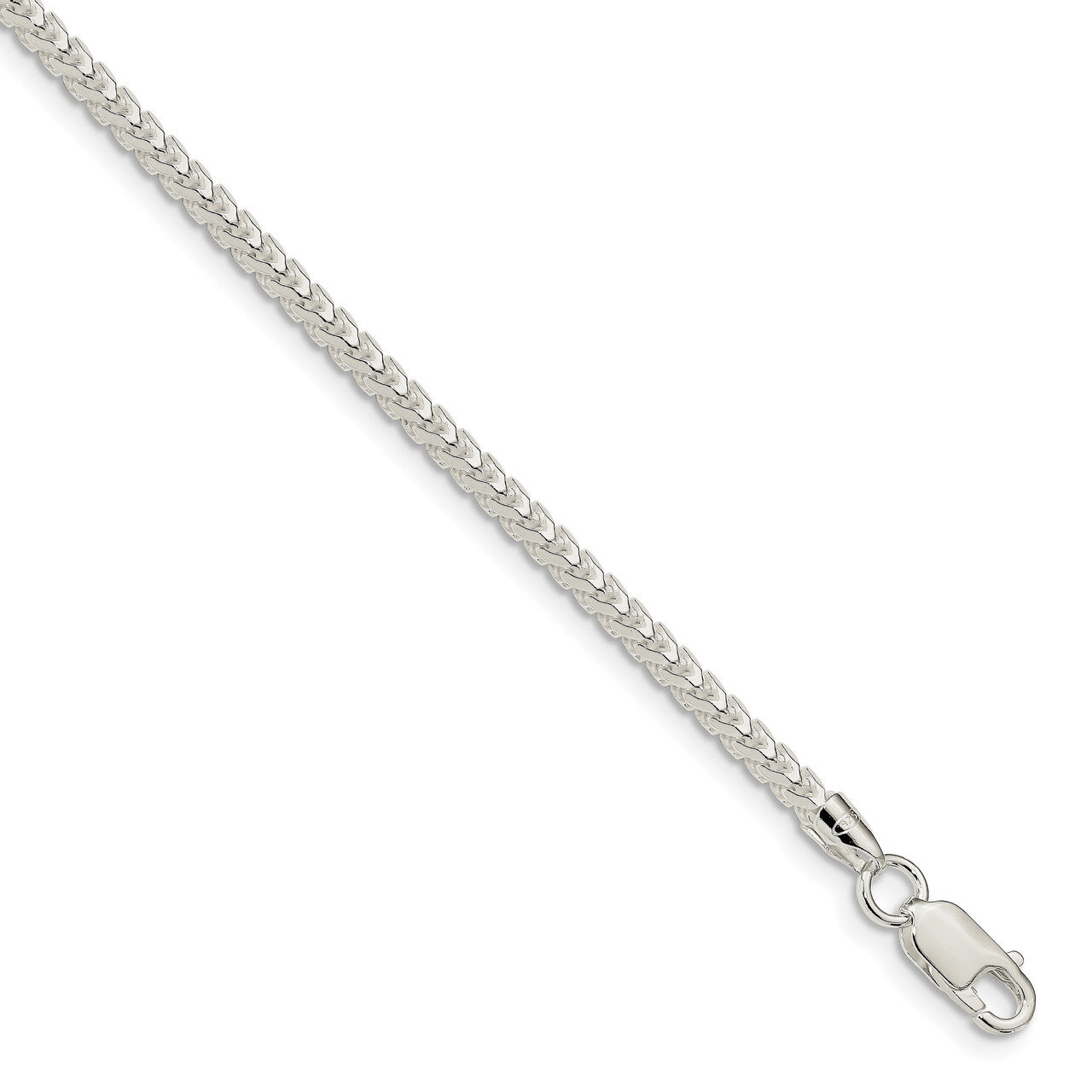 3.4mm Diamond-cut Square Franco Necklace 7 Inch Sterling Silver QQF100-7, MPN: QQF100-7, 8839578225…