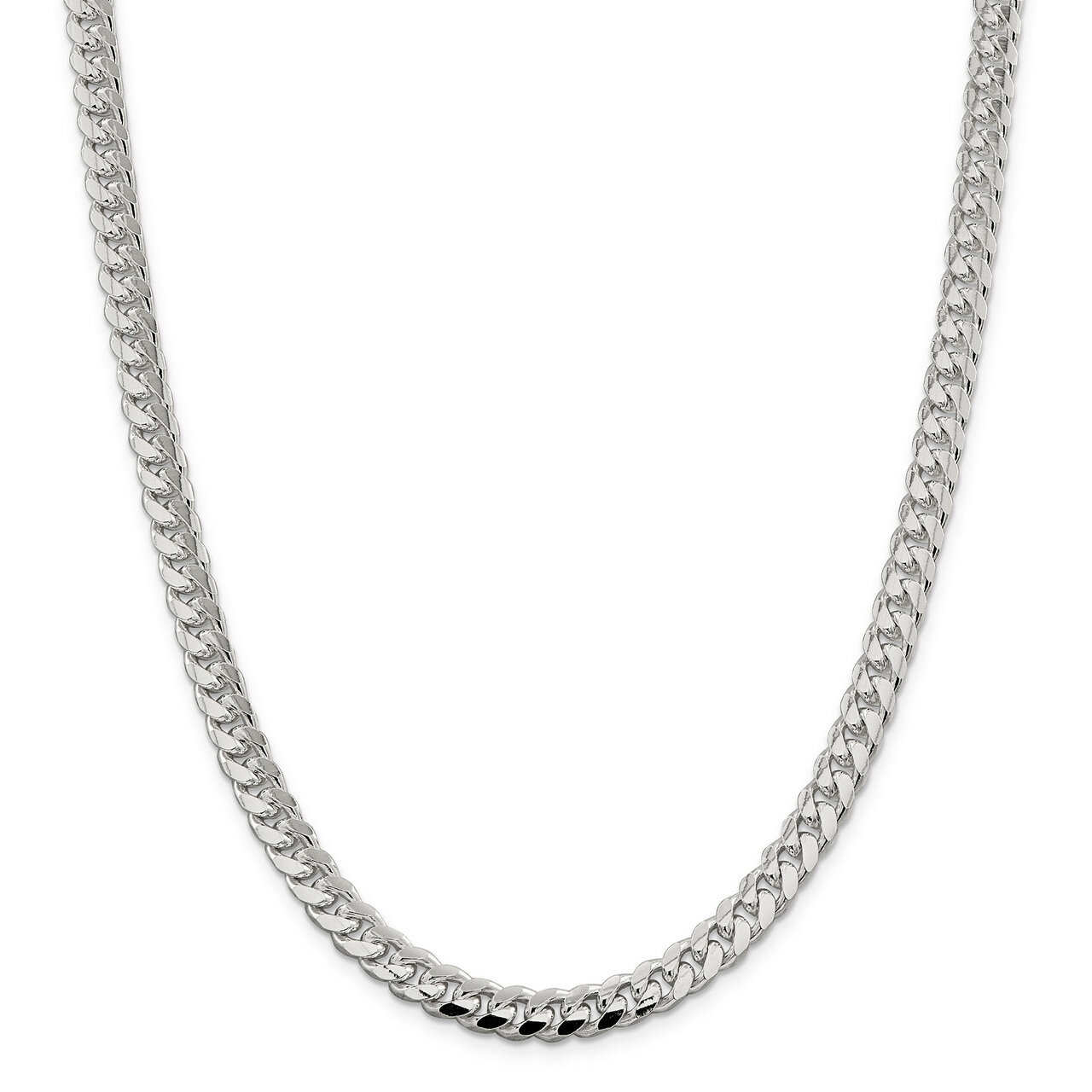 26 Inch 7.35mm Domed Curb Chain Sterling Silver QRC220-26
