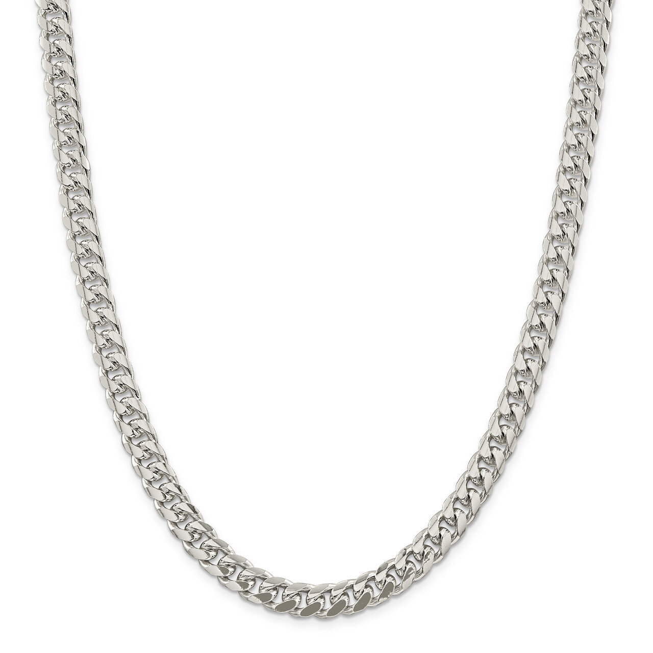 26 Inch 8.5mm Domed Curb Chain Sterling Silver QRC240-26