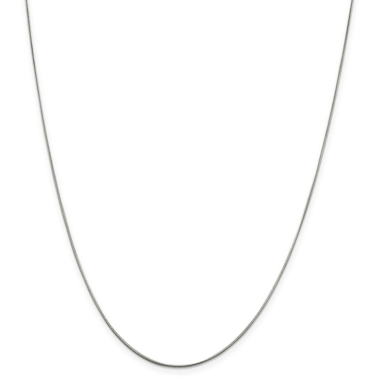 18 Inch .8mm Round Snake Chain Sterling Silver Rhodium-plated QSN020R-18