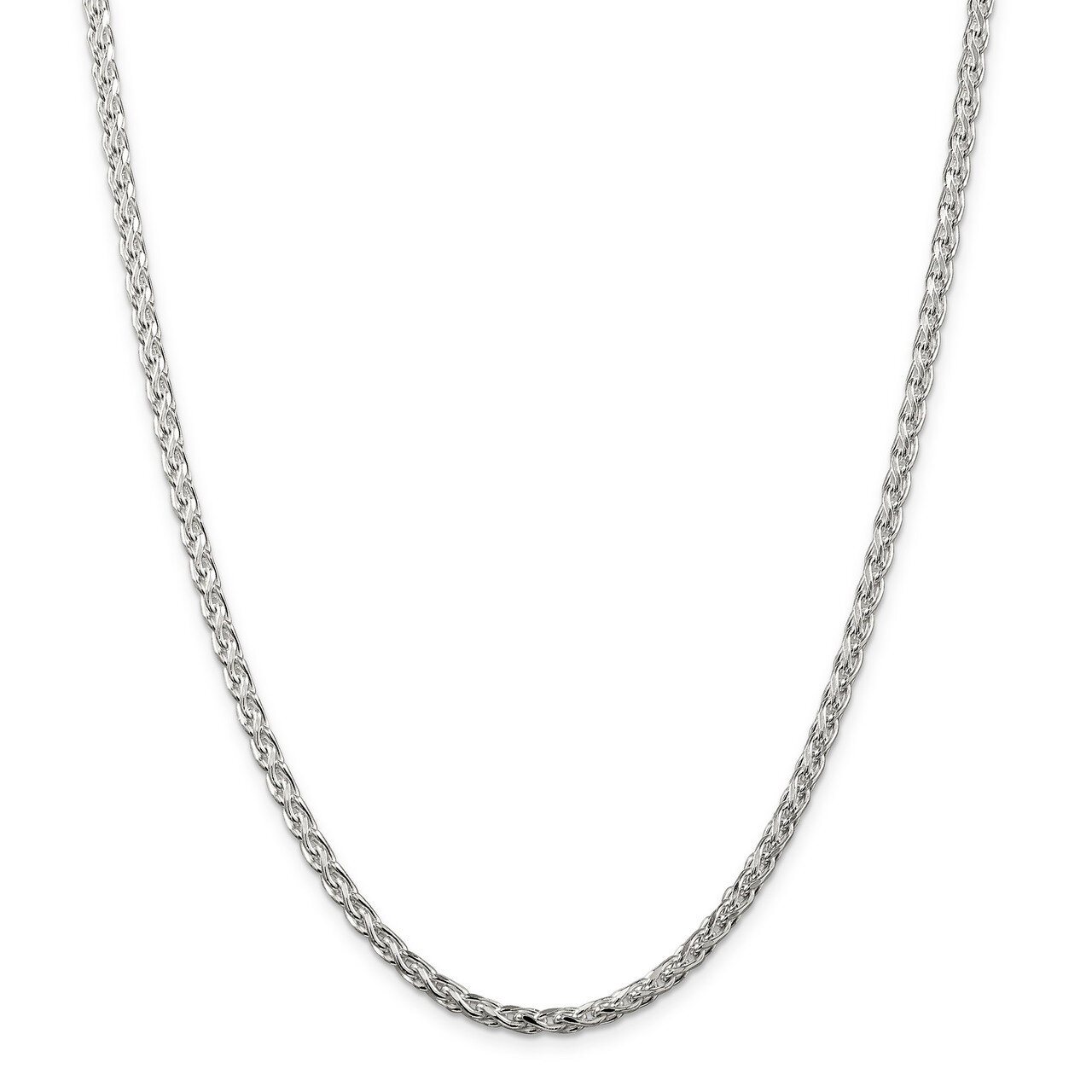 20 Inch 3.50mm Diamond-cut Round Spiga Chain Sterling Silver QSR100-20, MPN: QSR100-20, 886774408941