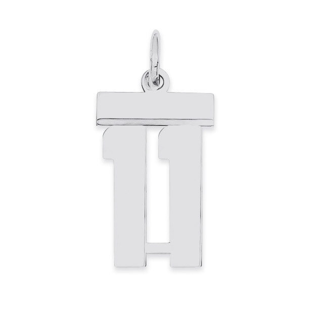 Pendant Number 11 Polished Sterling Silver Small QSS11
