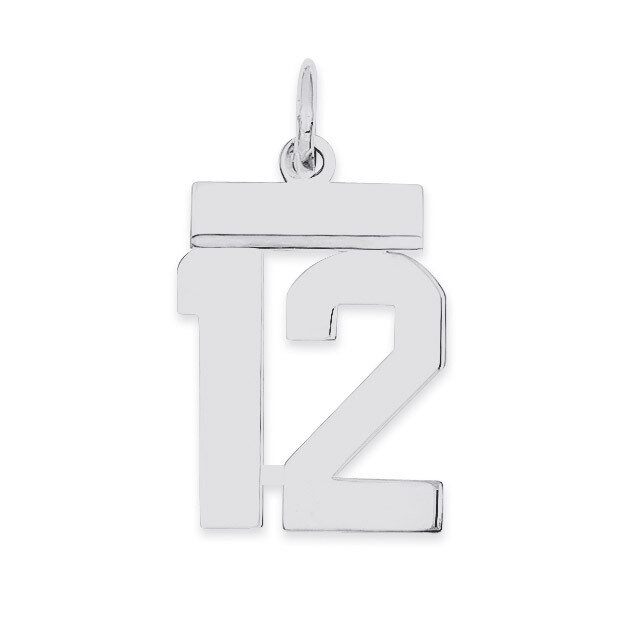 Pendant Number 12 Polished Sterling Silver Small QSS12