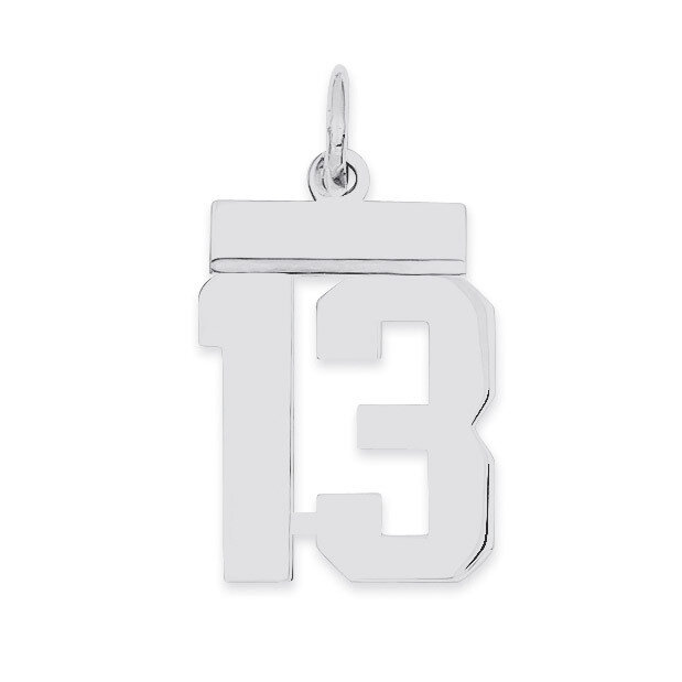 Pendant Number 13 Polished Sterling Silver Small QSS13