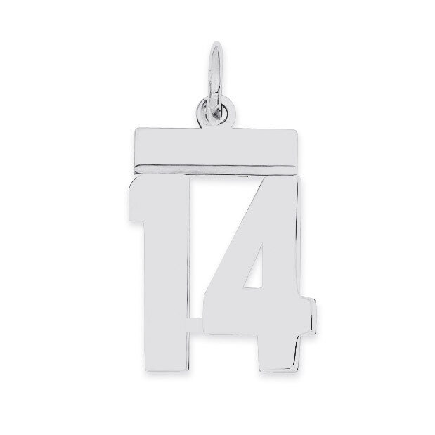 Pendant Number 14 Polished Sterling Silver Small QSS14, MPN: QSS14, 883957100623