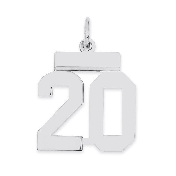 Pendant Number 20 Polished Sterling Silver Small QSS20