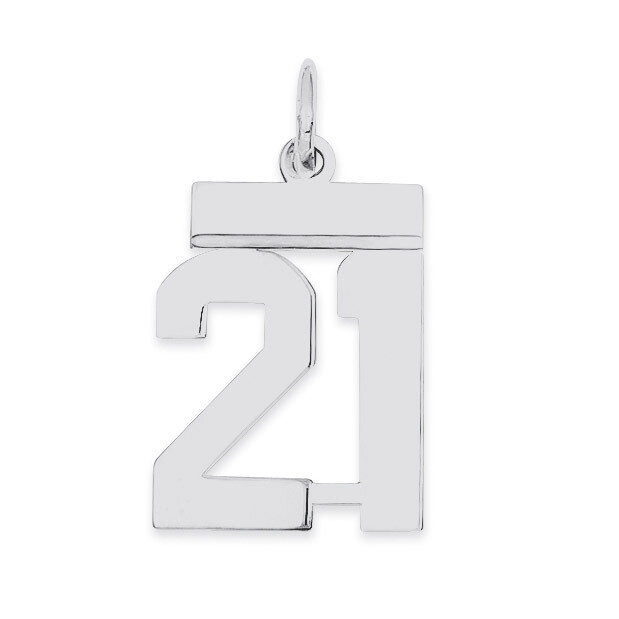 Pendant Number 21 Polished Sterling Silver Small QSS21, MPN: QSS21, 883957100708