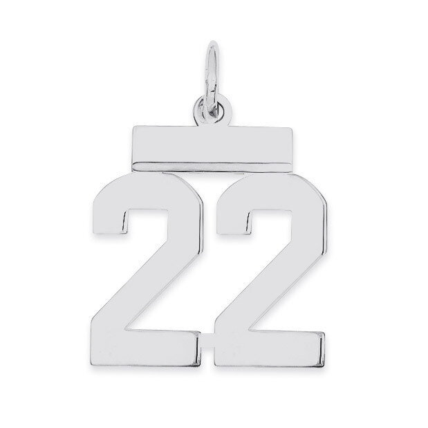 Pendant Number 22 Polished Sterling Silver Small QSS22