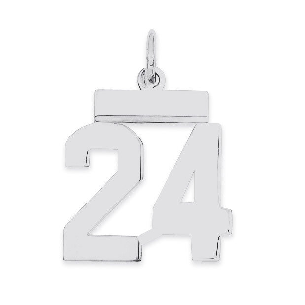 Pendant Number 24 Polished Sterling Silver Small QSS24