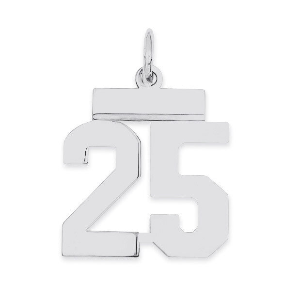 Pendant Number 25 Polished Sterling Silver Small QSS25