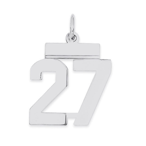 Pendant Number 27 Polished Sterling Silver Small QSS27