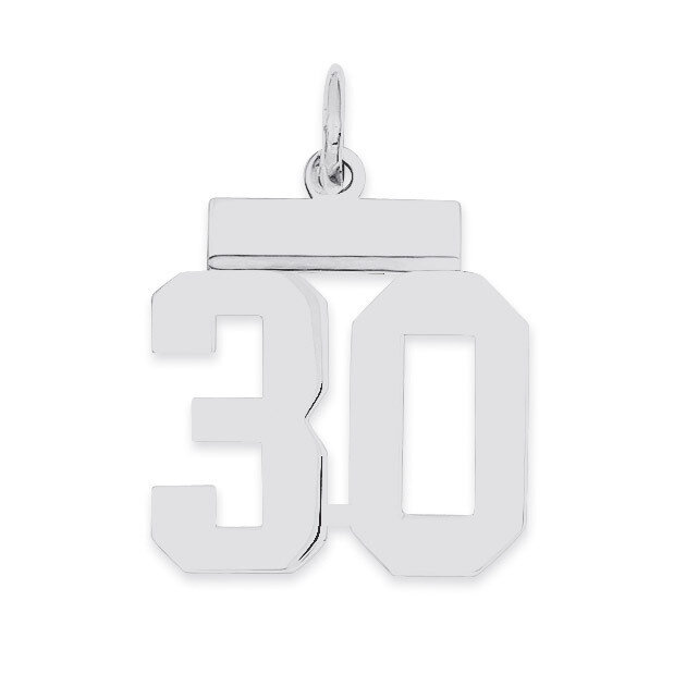 Pendant Number 30 Polished Sterling Silver Small QSS30