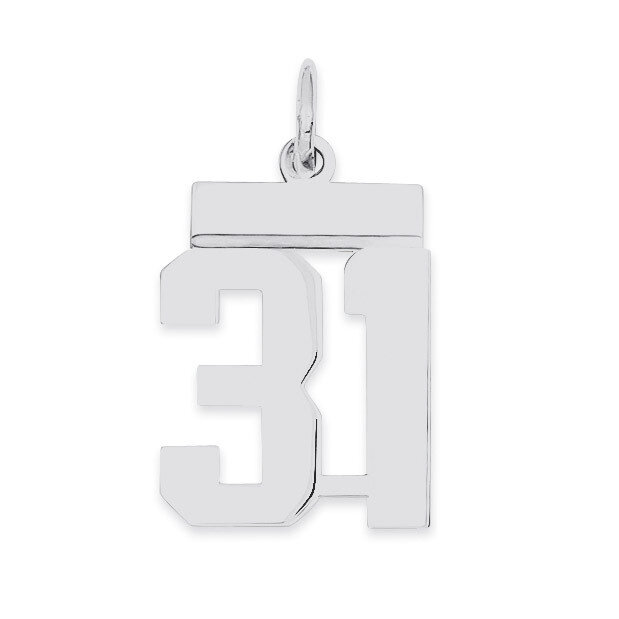 Pendant Number 31 Polished Sterling Silver Small QSS31